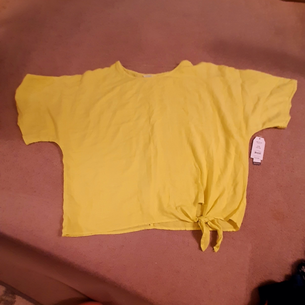 Chartreuse side tie oversized top